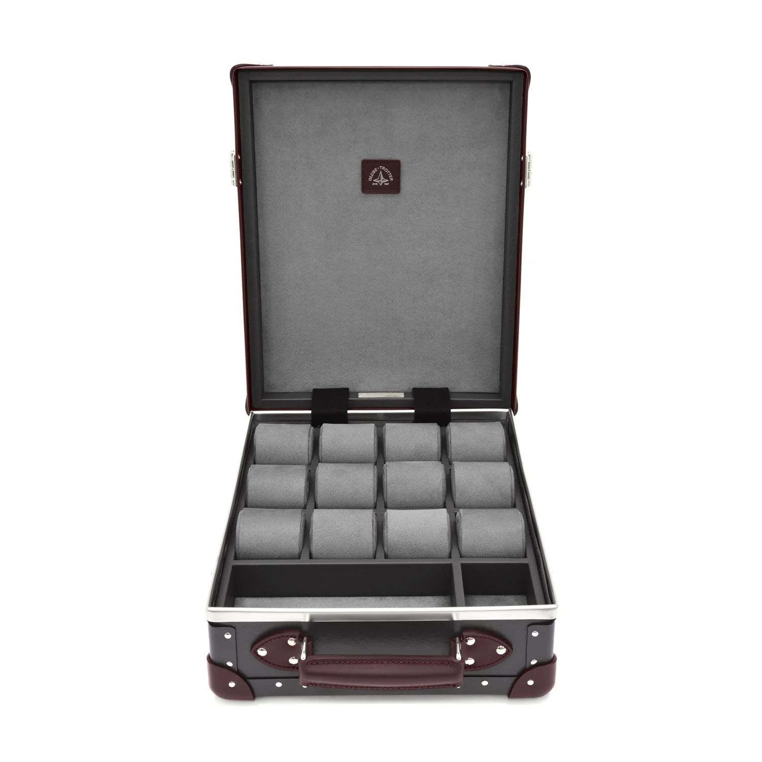 Centenary · 12-Slot Watch Case | Brown/Burgundy/Chrome - Image 3