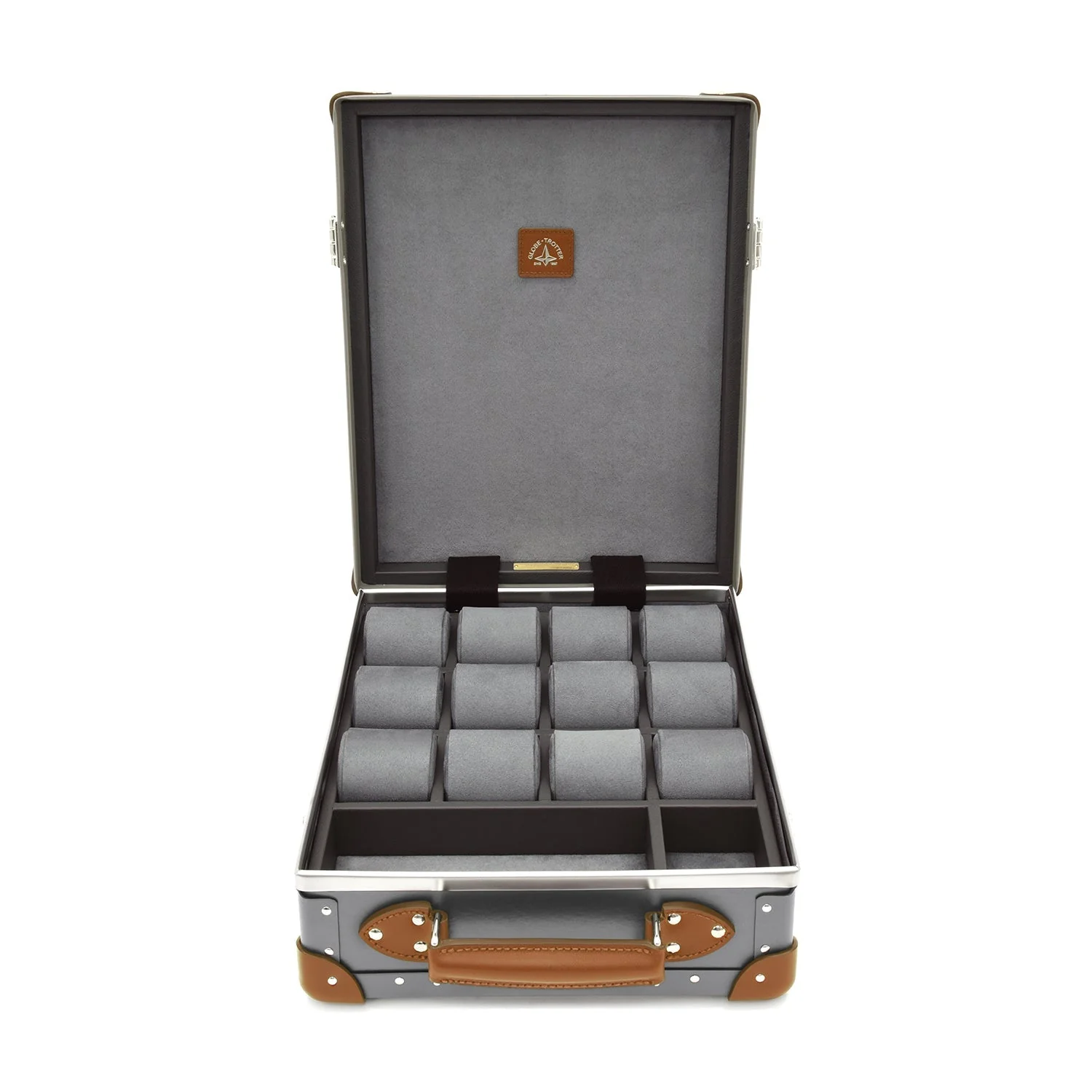 Centenary · 12-Slot Watch Case | Grey/Caramel/Chrome - Image 3