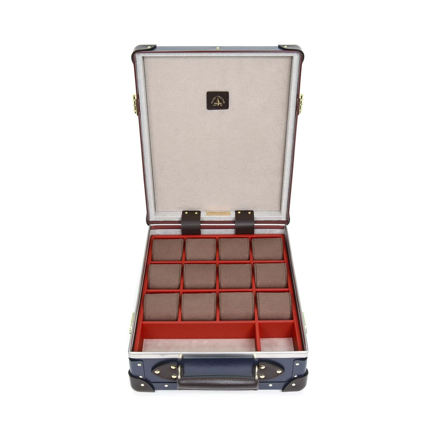 Centenary · 12-Slot Watch Case | Navy/Chocolate/Gold - Image 4