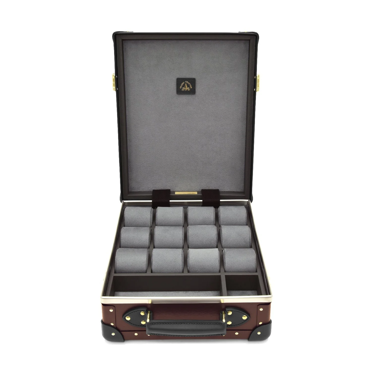 Centenary · 12-Slot Watch Case | Oxblood/Black/Gold - Image 3