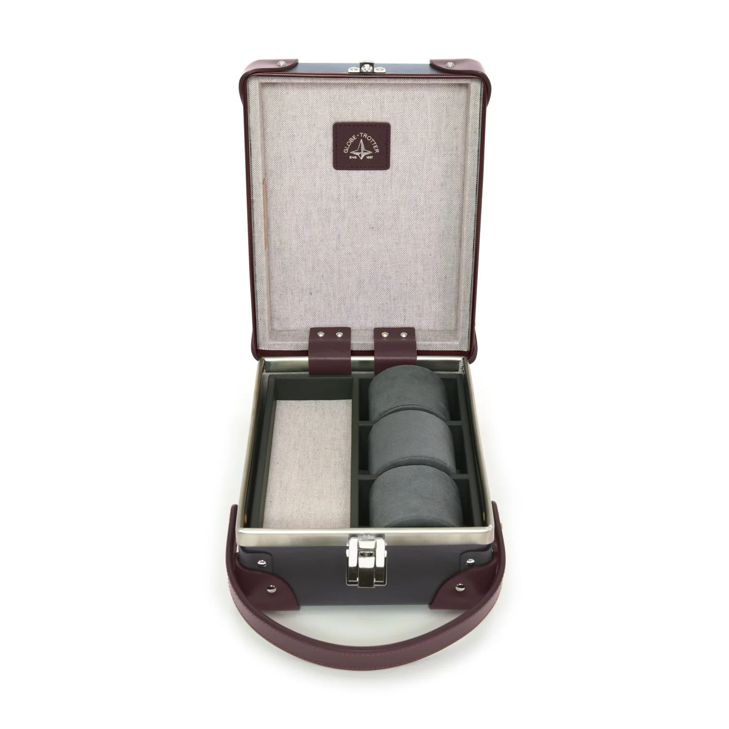 Centenary · 3-Slot Watch Case | Brown/Burgundy/Chrome - Image 4