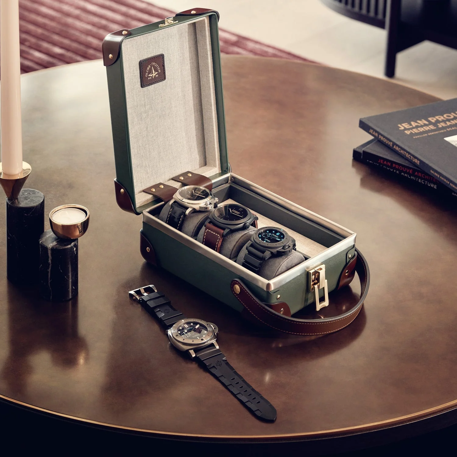 Centenary · 3-Slot Watch Case | Green/Brown/Gold - Image 5