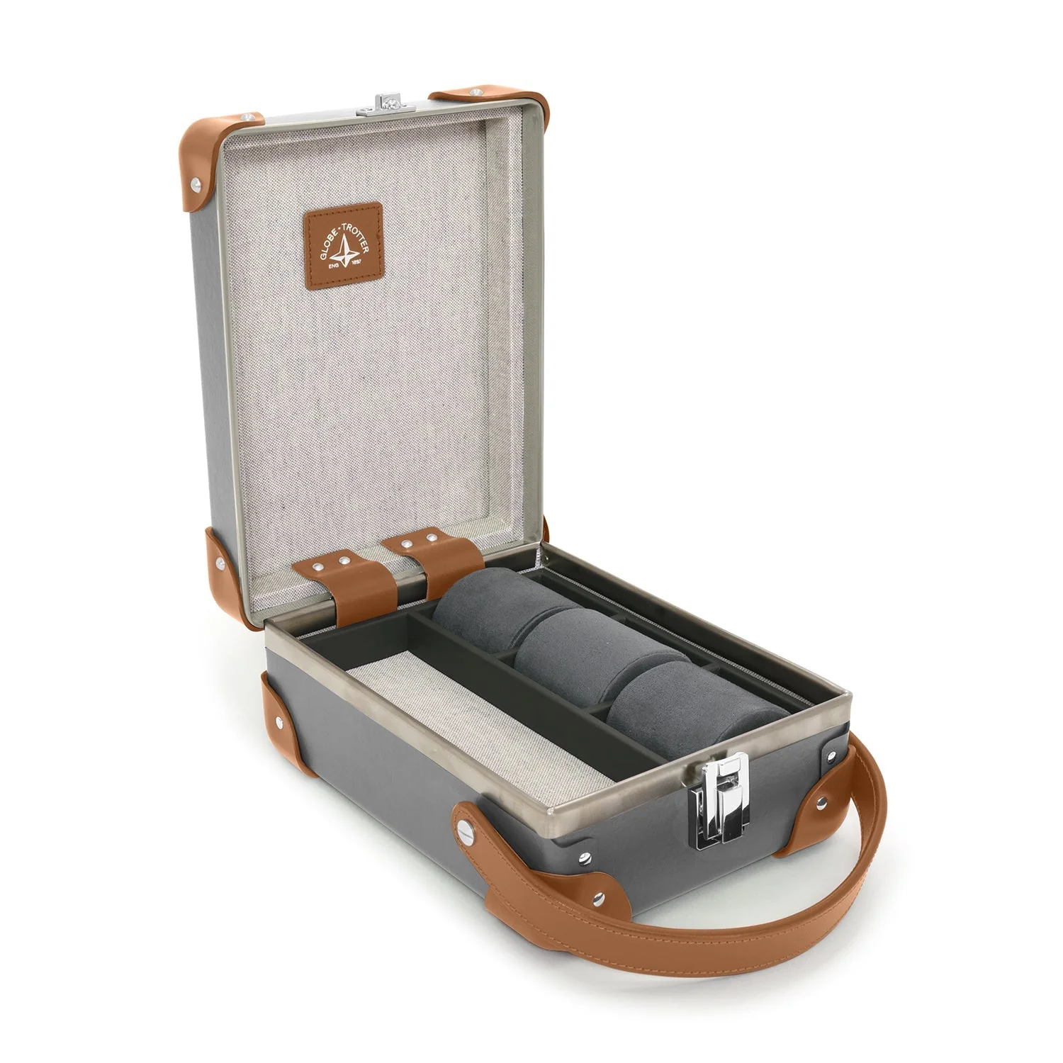 Centenary · 3-Slot Watch Case | Grey/Caramel/Chrome - Image 4