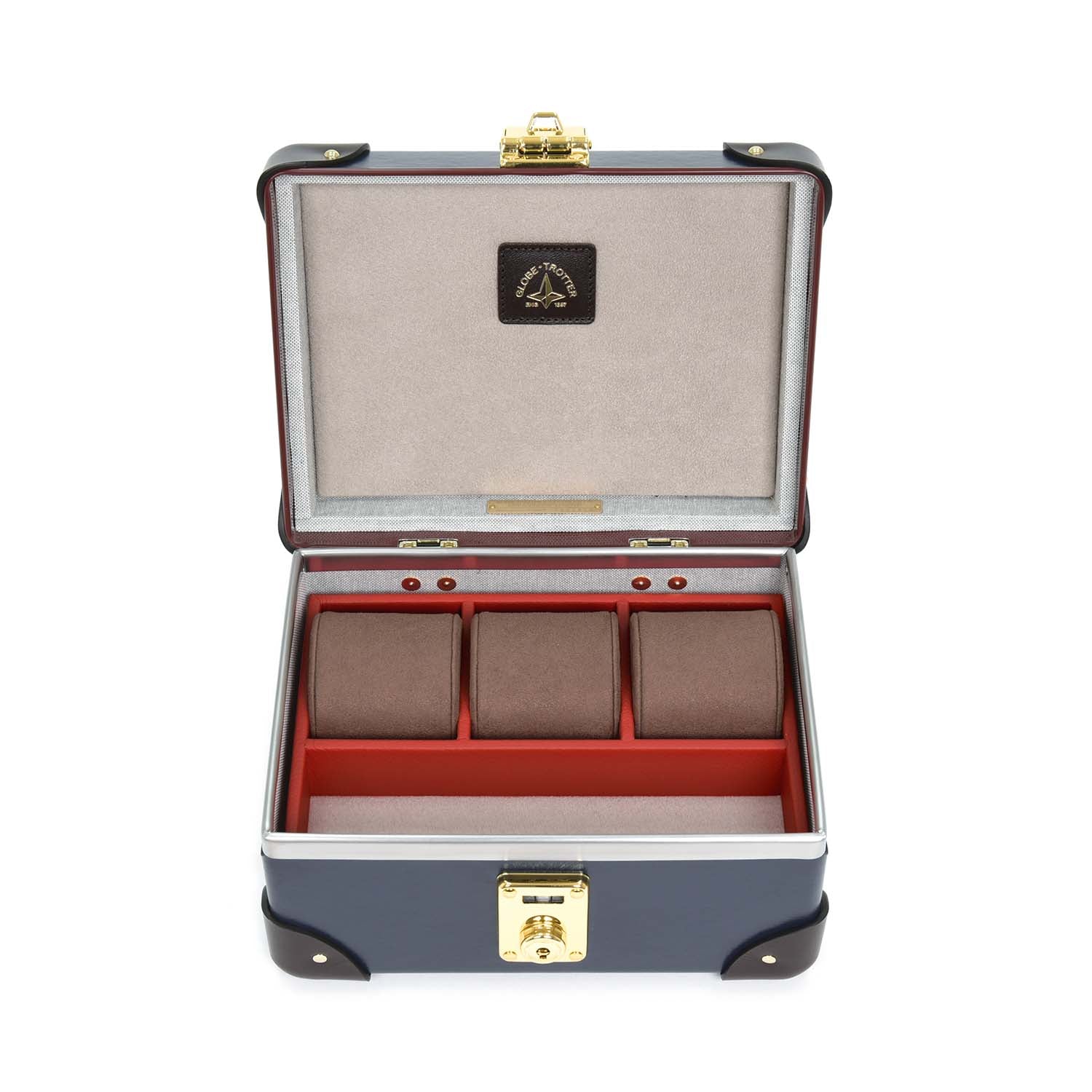 Centenary · 3-Slot Watch Case | Navy/Chocoloate/Gold - Image 4