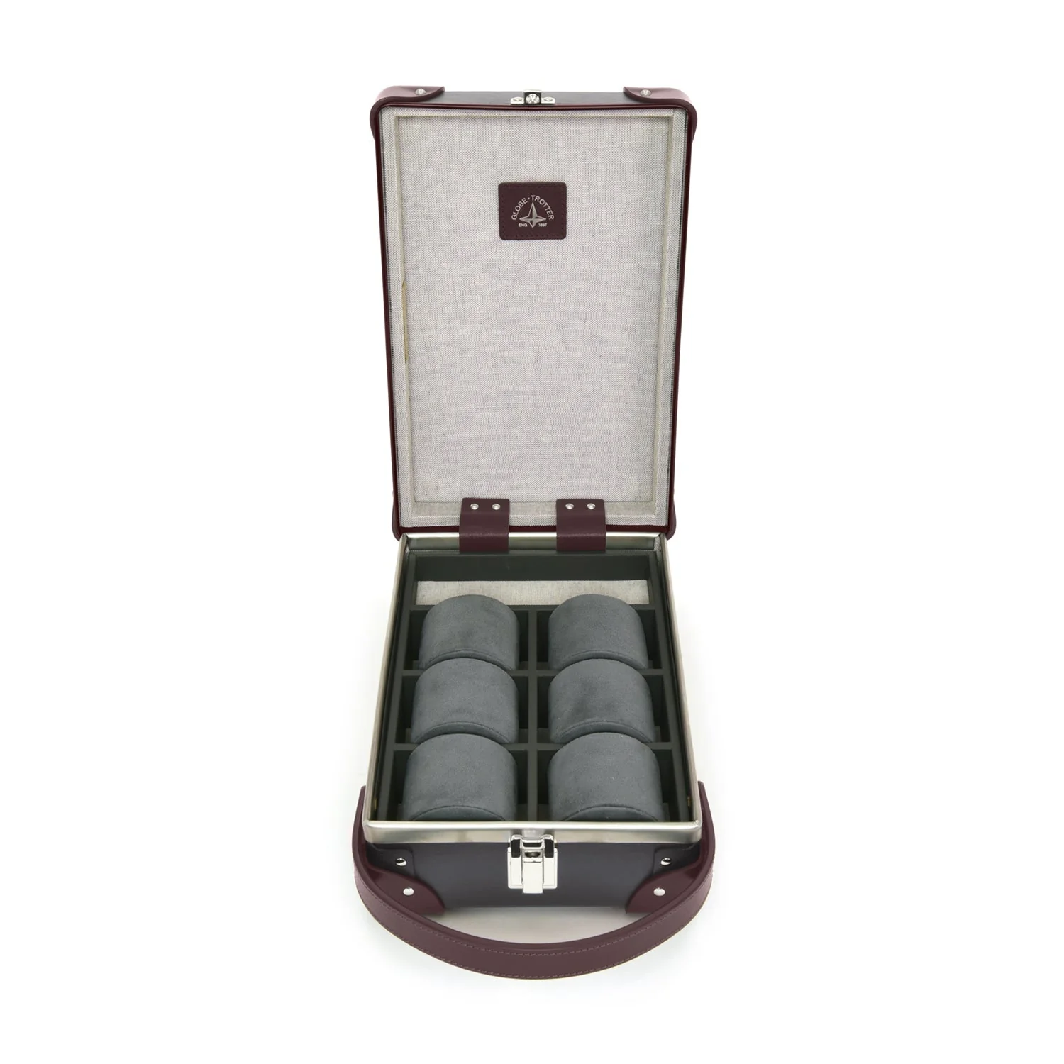 Centenary · 6-Slot Watch Case | Brown/Burgundy/Chrome - Image 3
