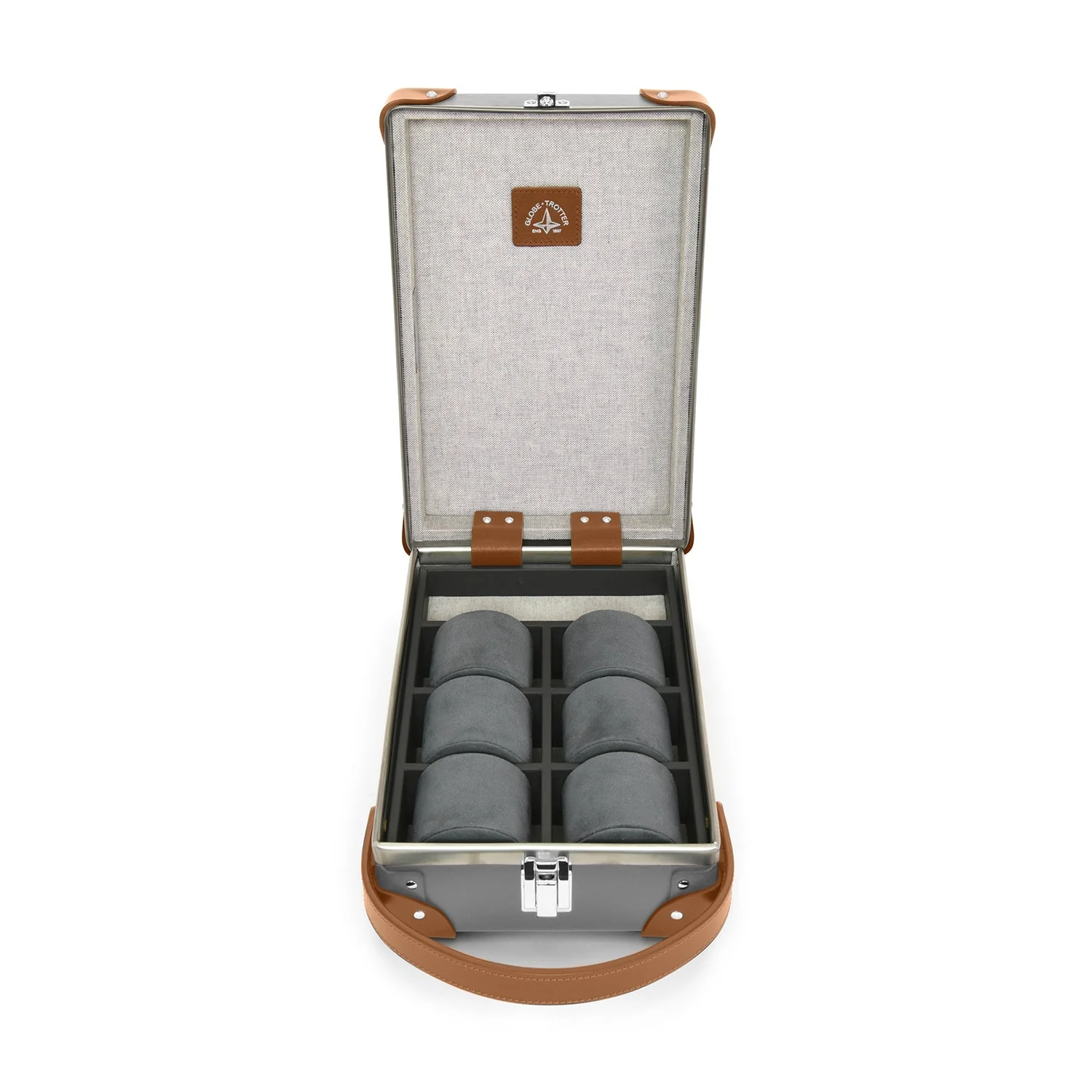Centenary · 6-Slot Watch Case | Grey/Caramel/Chrome - Image 3