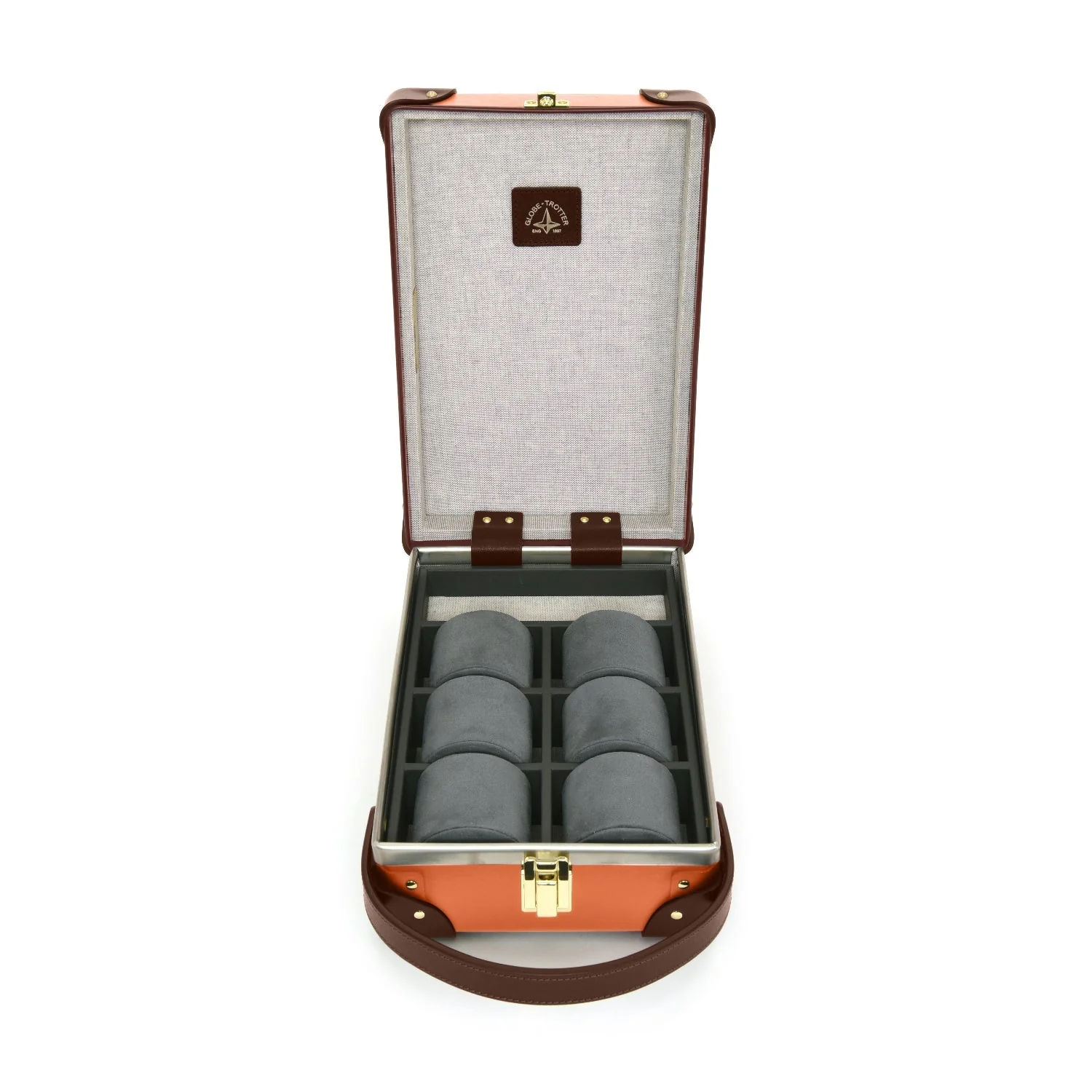 Centenary · 6-Slot Watch Case | Orange/Brown/Gold - Image 3