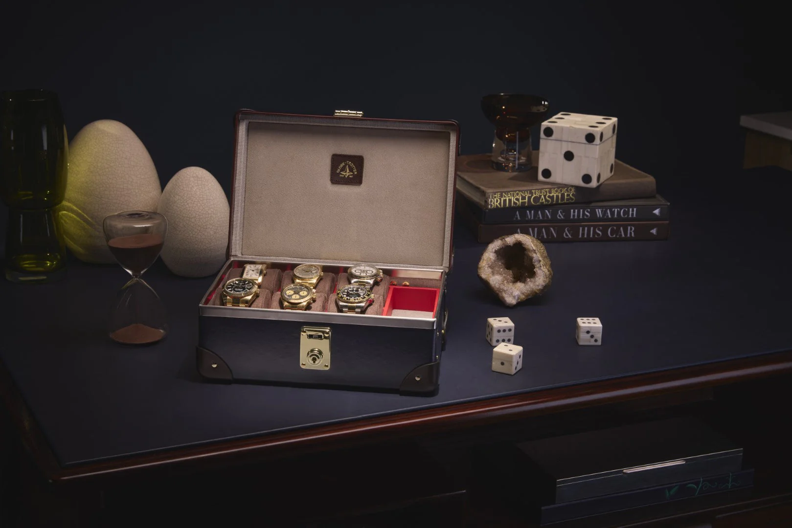 Centenary · 6-Slot Watch Case | Navy/Chocoloate/Gold - Image 3
