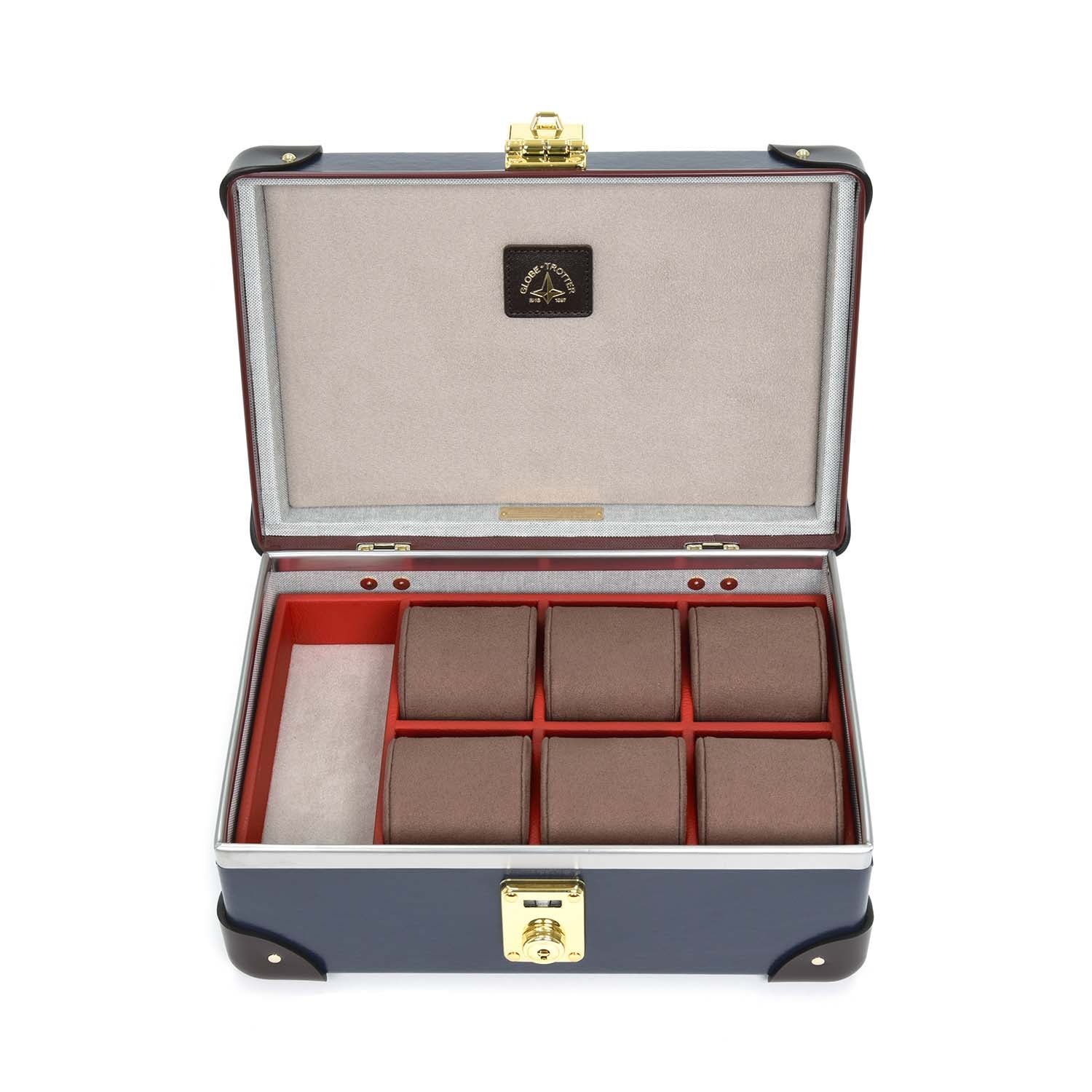 Centenary · 6-Slot Watch Case | Navy/Chocoloate/Gold - Image 4