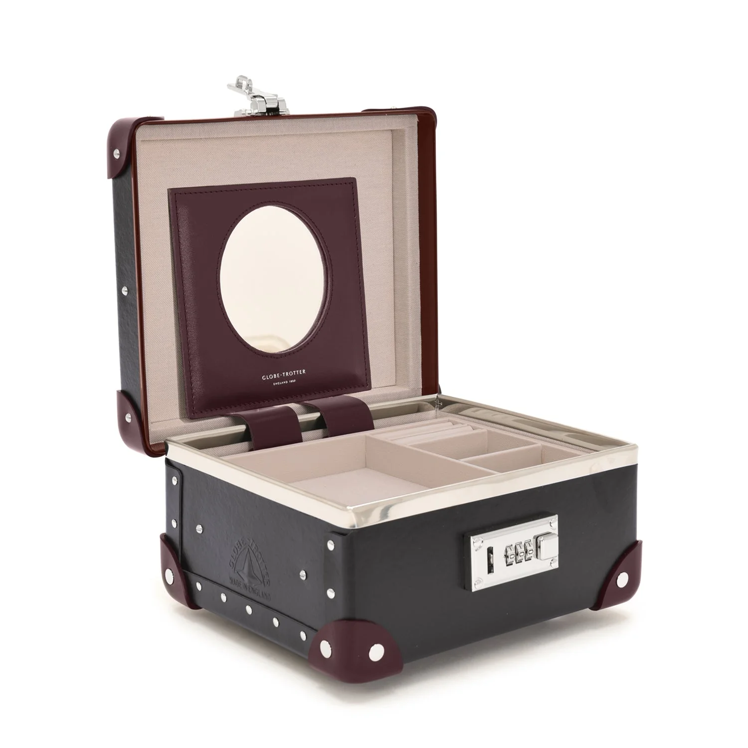Centenary · Jewellery Case | Brown/Burgundy/Chrome