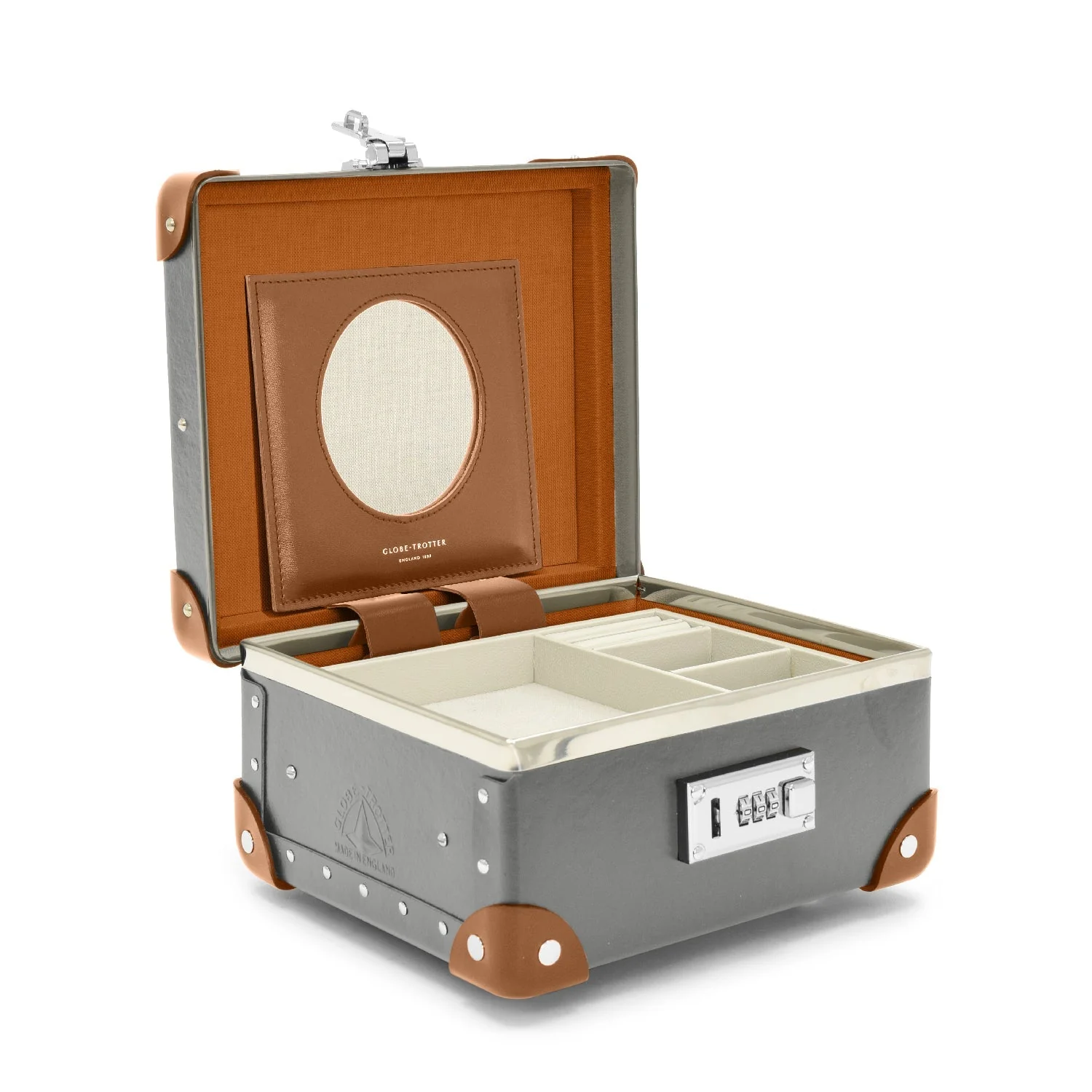 Centenary · Jewellery Case | Grey/Caramel/Chrome