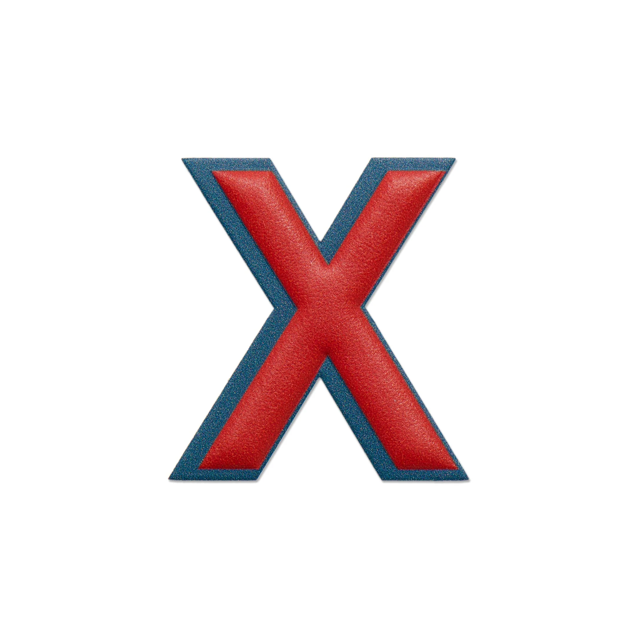 Alphabet · Leather Sticker | Red/Petrol Blue | X