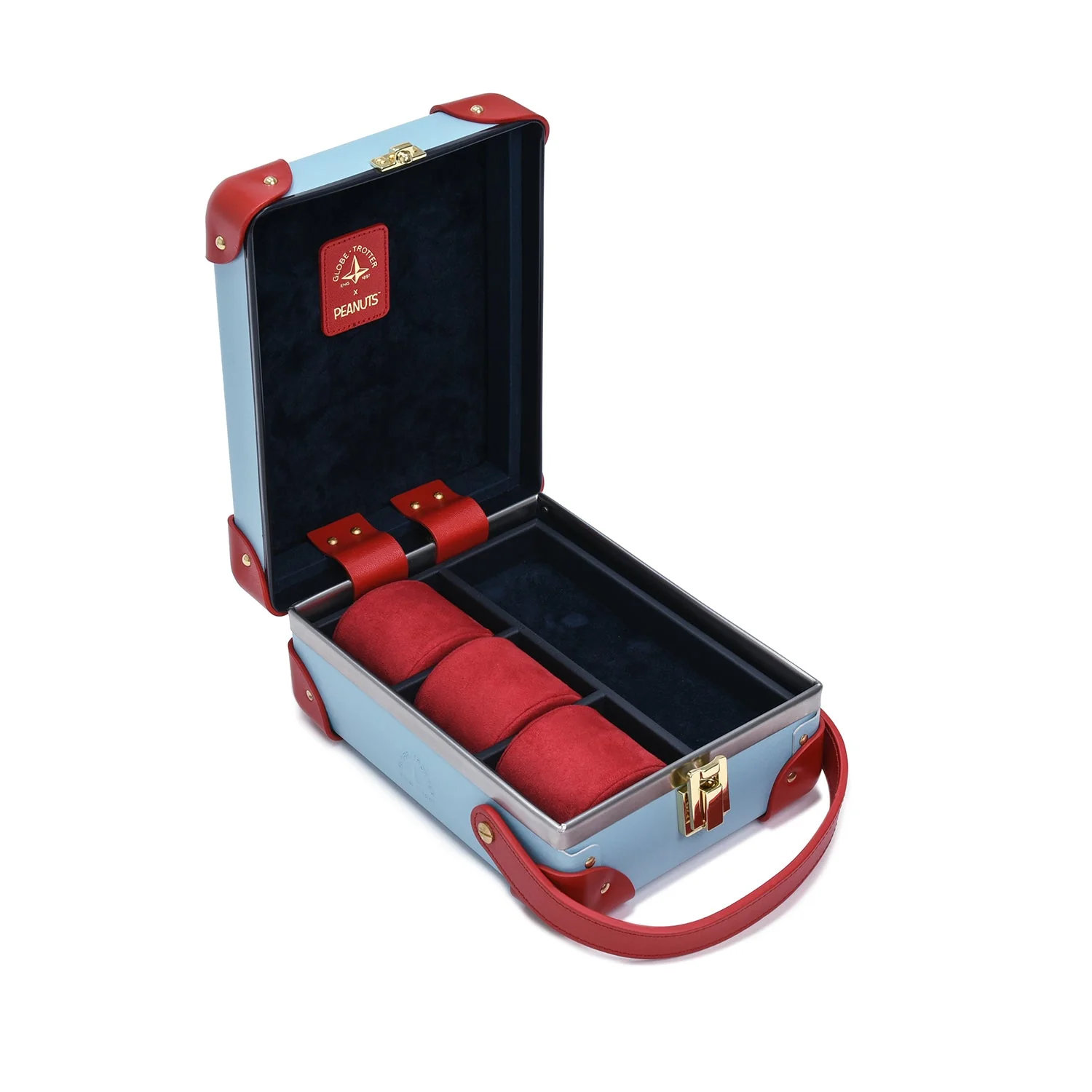 Peanuts · 3-Slot Watch Case | Pastel Blue/Red/Gold
