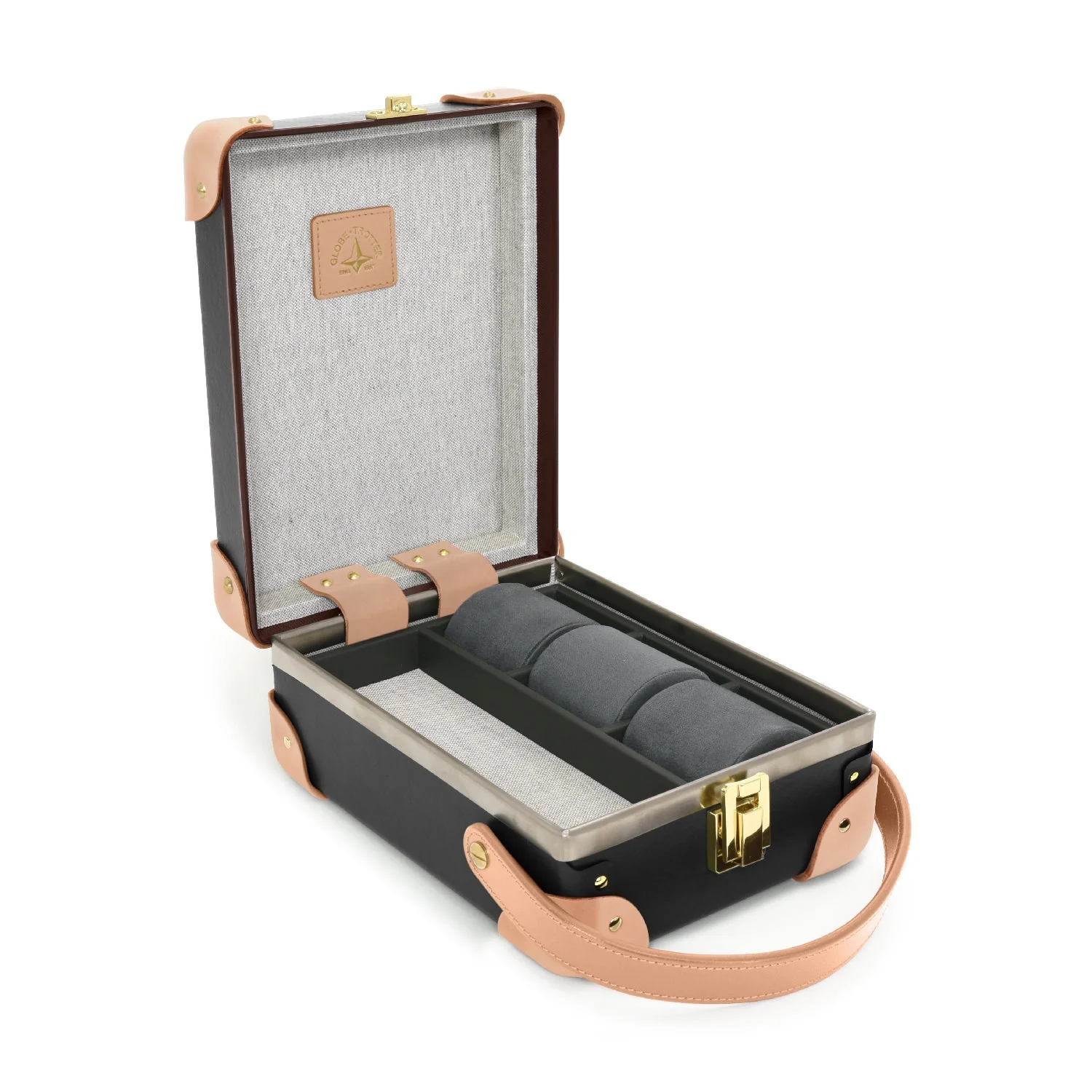 Safari · 3-Slot Watch Case | Brown/Natural/Gold - Image 3