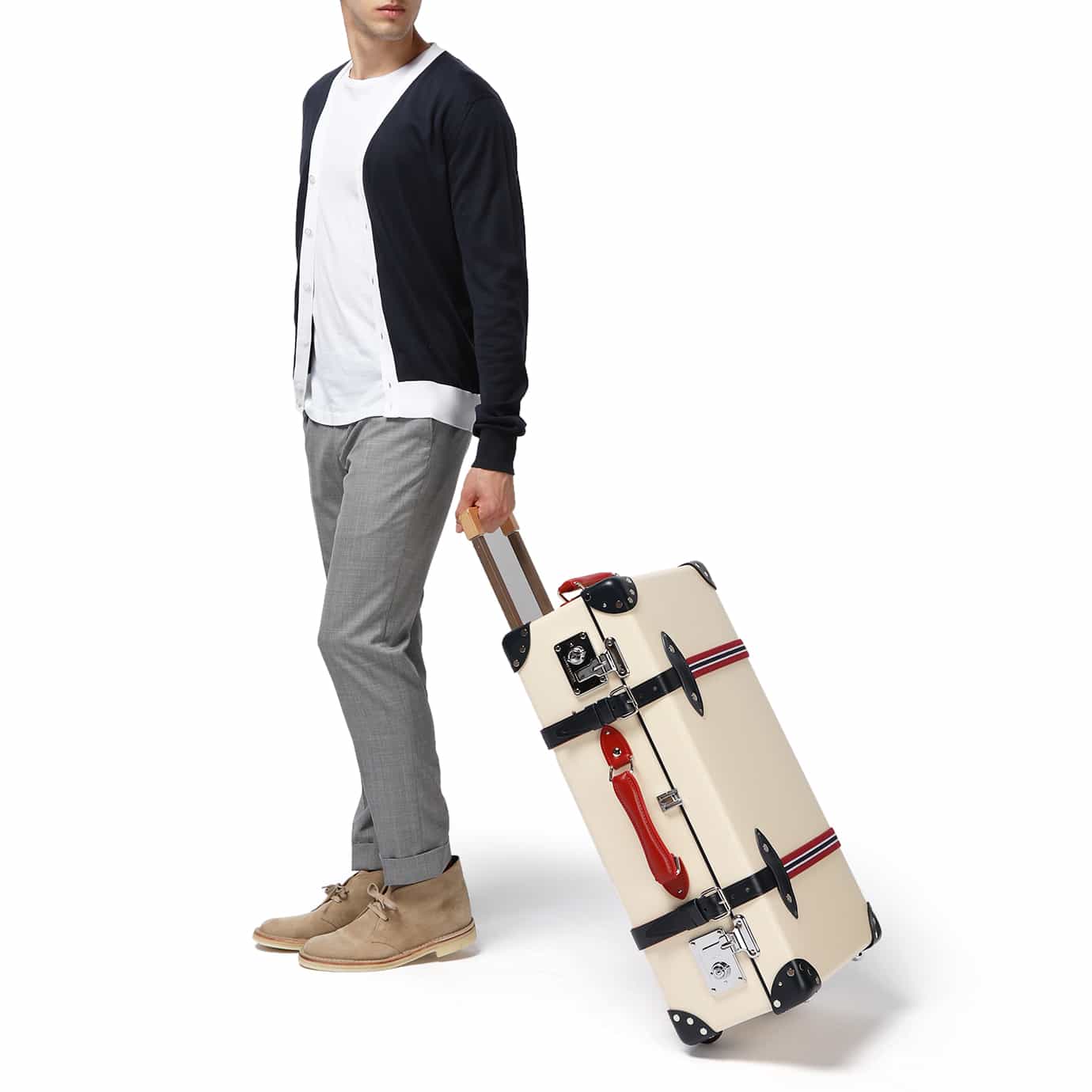 St. Moritz · Medium Check-In - 2 Wheels | Ivory/Navy/Chrome - Image 4