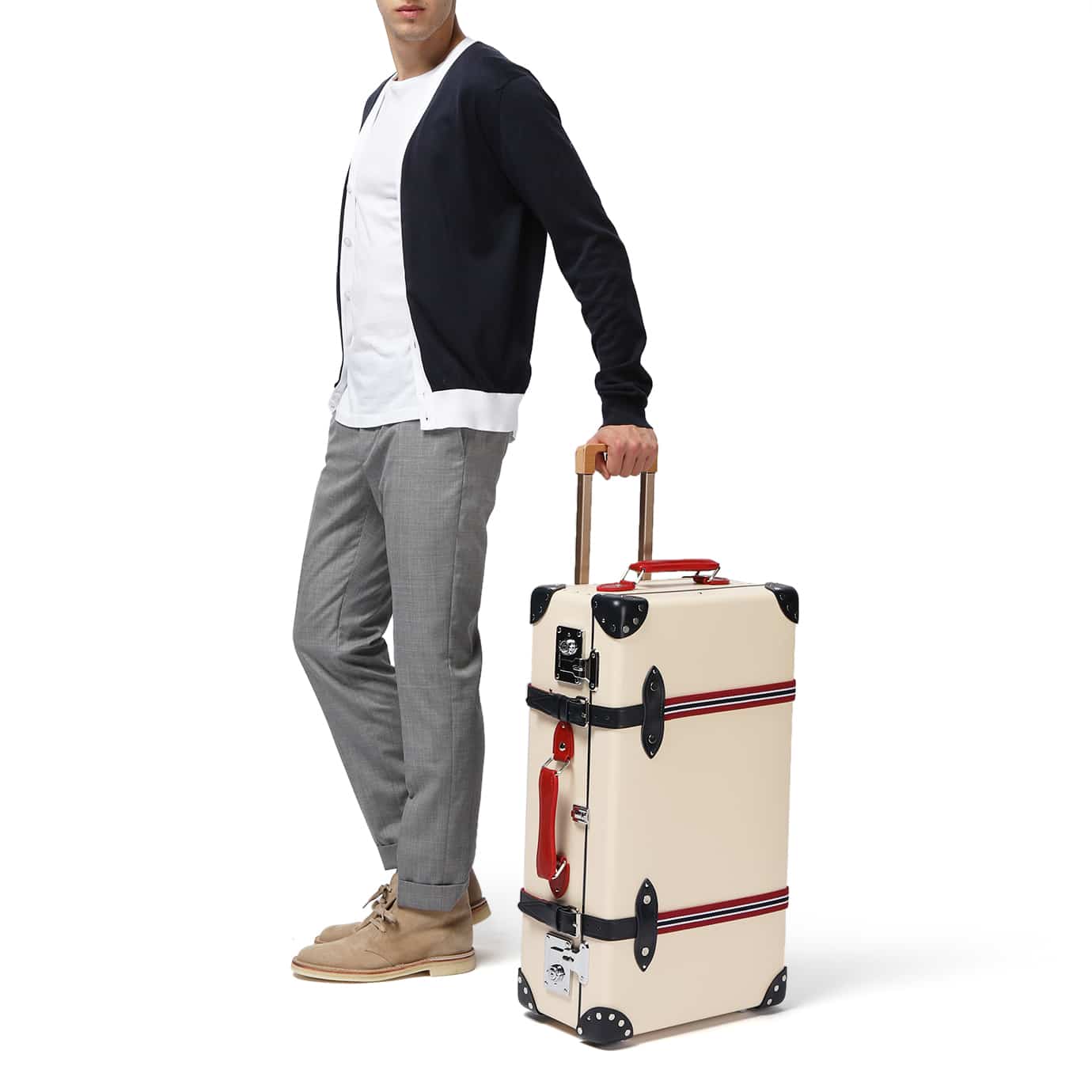 St. Moritz · Medium Check-In - 2 Wheels | Ivory/Navy/Chrome - Image 7