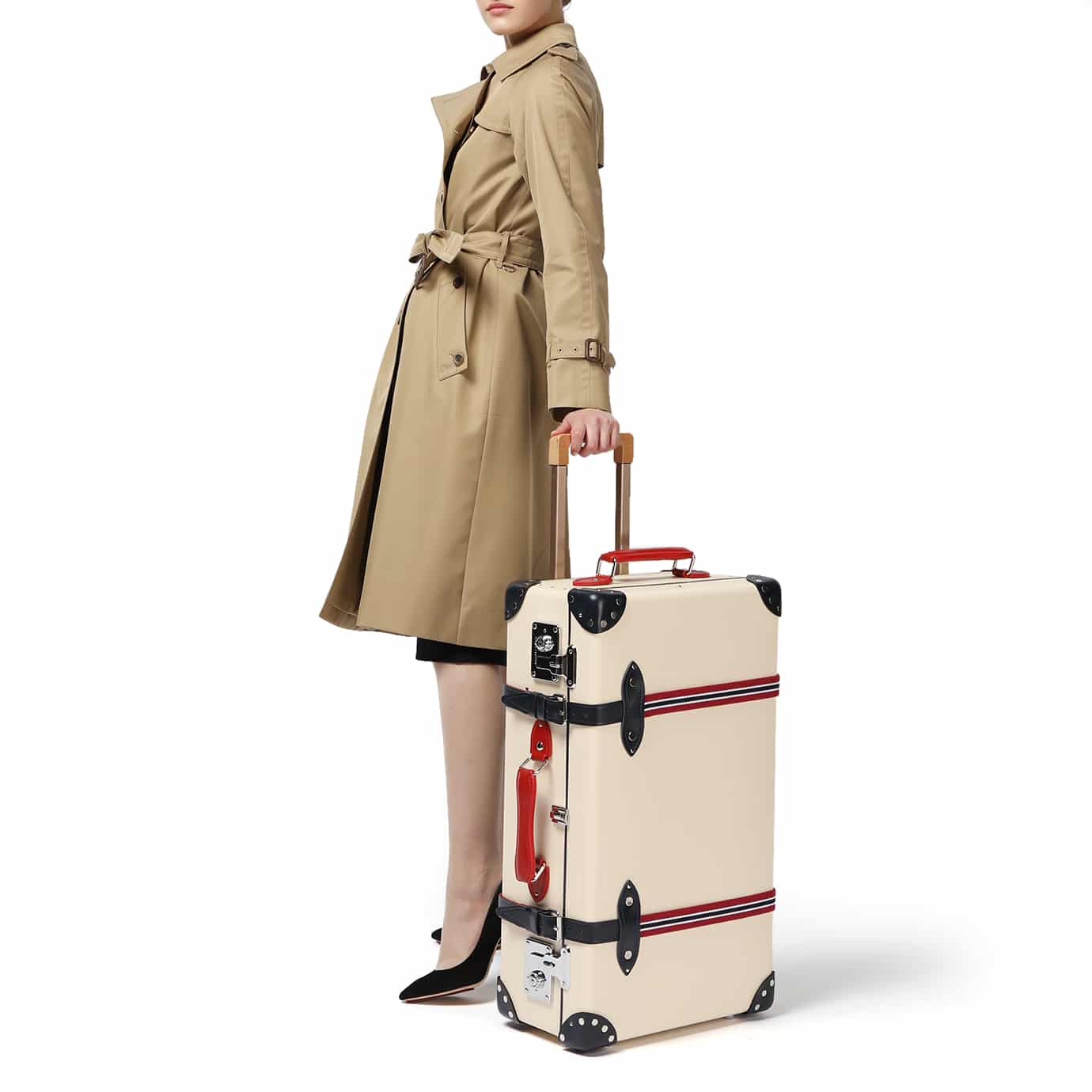 St. Moritz · Medium Check-In - 2 Wheels | Ivory/Navy/Chrome - Image 8