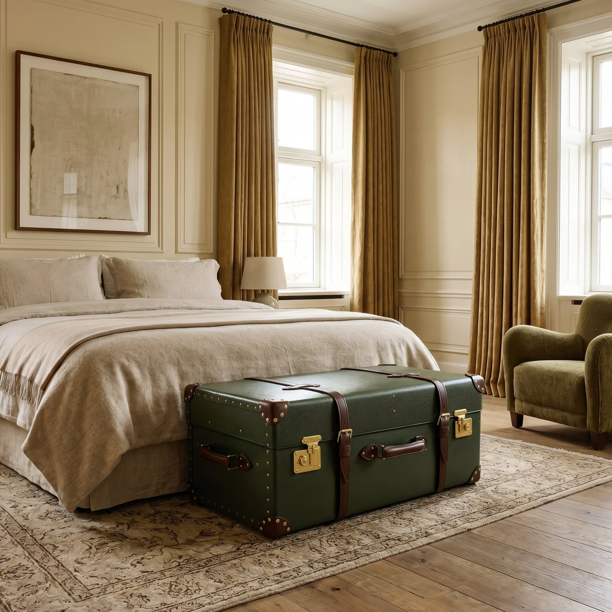 Centenary · Steamer Home Trunk | Green/Brown/Gold - Image 5