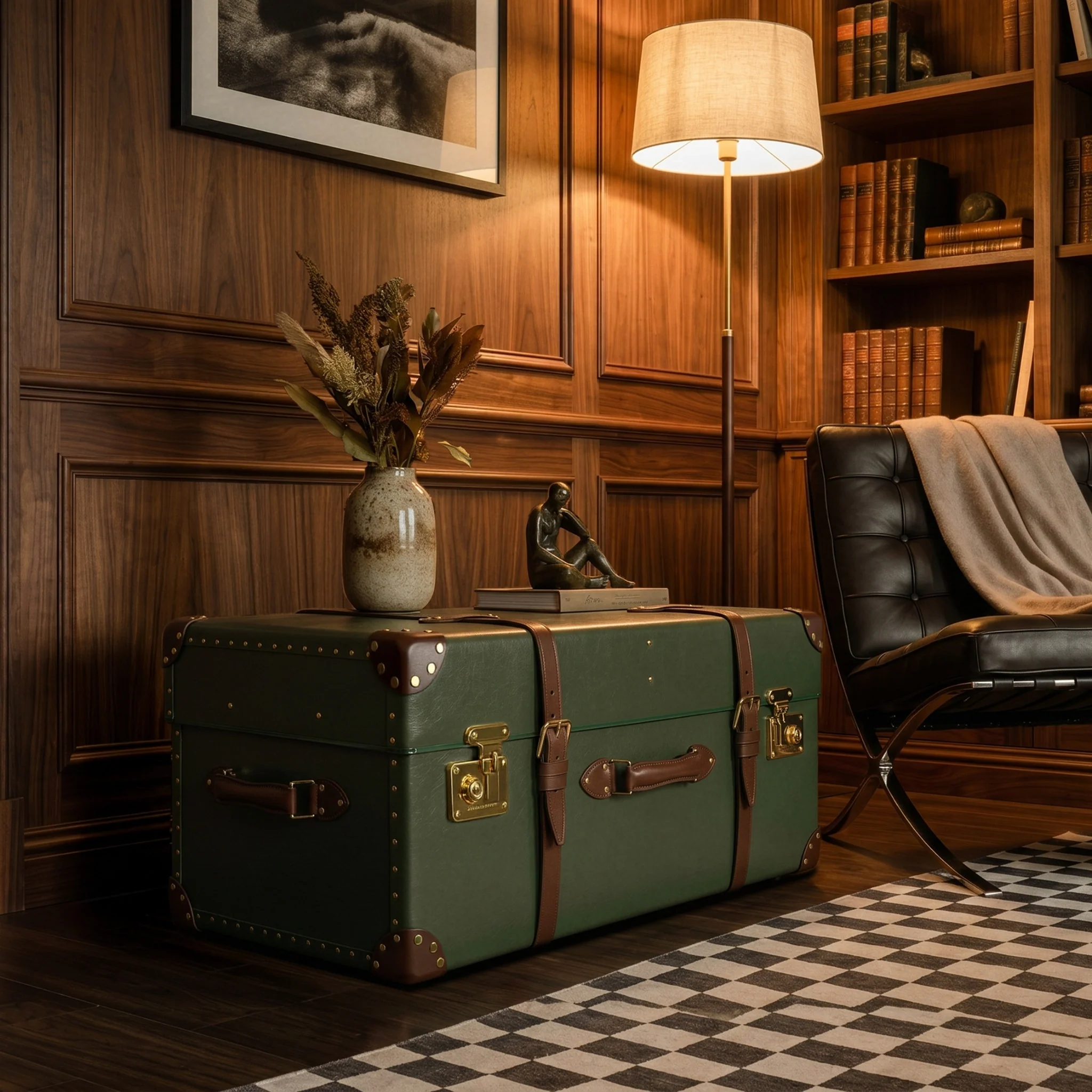 Centenary · Steamer Home Trunk | Green/Brown/Gold - Image 6