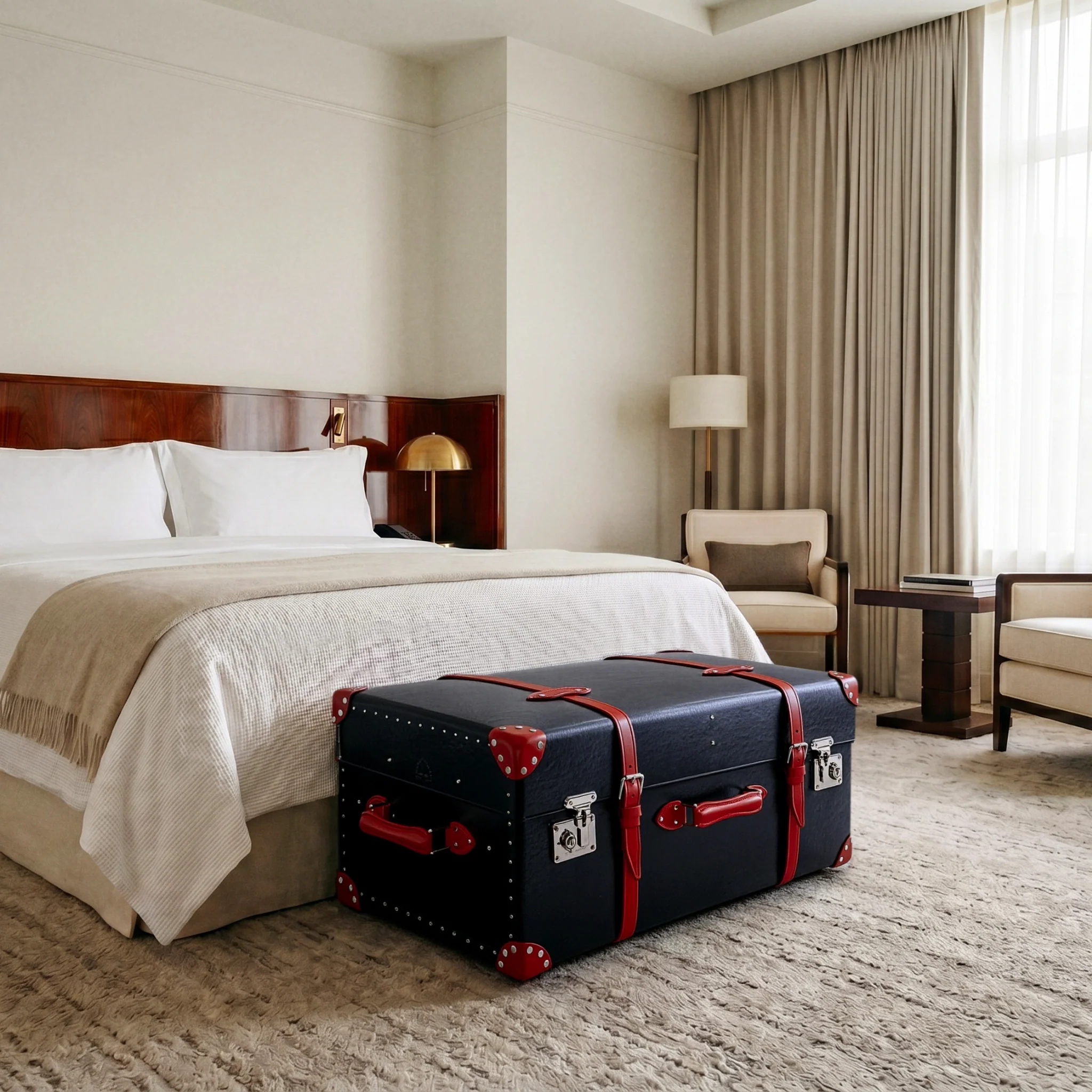 Centenary · Steamer Home Trunk | Navy/Red/Chrome - Image 7